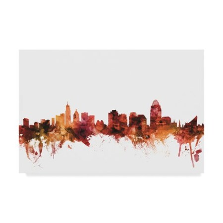 Trademark Fine Art Michael Tompsett 'Cincinnati Ohio Skyline Red' Canvas Art, 12x19 MT01882-C1219GG
